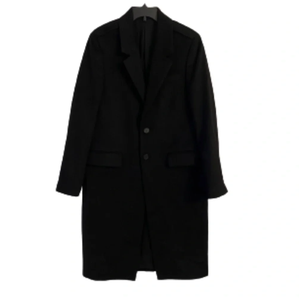 All saints | Men’s Long Black Wool Coat Killian 38